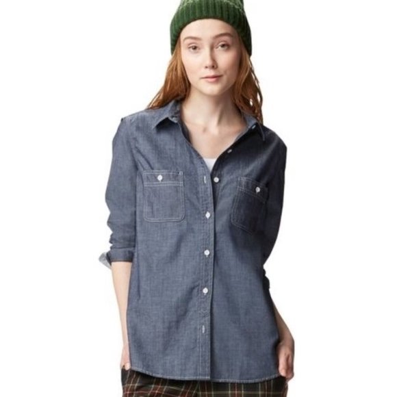 Uniqlo Chambray Long Sleeve Shirt - Picture 1 of 7